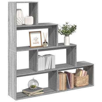 ARDEBO.de - Raumteiler-Bücherregal 4 Stufen Grau Sonoma 143,5x29x143,5 cm