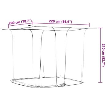 Moskitonetz zum Aufhängen 156 Mesh Weiß 220x200x210 cm