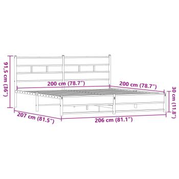 Metallbett ohne Matratze Braun Eichen-Optik 200x200 cm