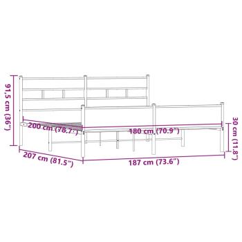 Metallbett ohne Matratze Braun Eichen-Optik 180x200 cm