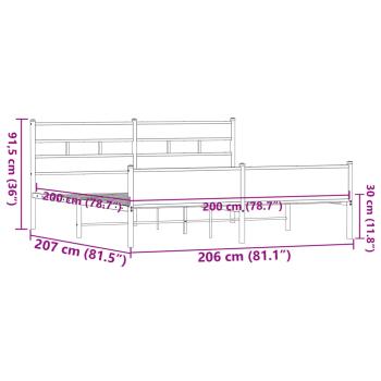 Metallbett ohne Matratze Braun Eichen-Optik 200x200 cm