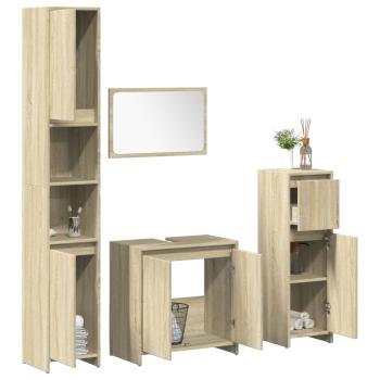 ARDEBO.de - 4-tlg. Badmöbel-Set Sonoma-Eiche Holzwerkstoff