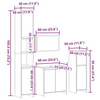 4-tlg. Badmöbel-Set Sonoma-Eiche Holzwerkstoff