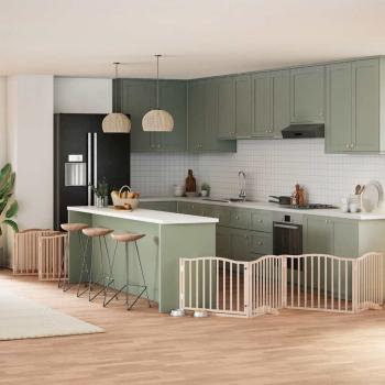 ARDEBO.de - 12-tlg. Hundetor mit Tür Faltbar 960 cm Pappelholz