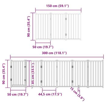 12-tlg. Hundetor mit Tür Faltbar 600 cm Pappelholz