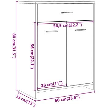 Badezimmerschrank Betongrau 60x33x80 cm Holzwerkstoff