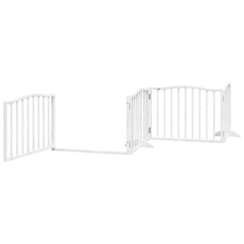 10-tlg. Hundetor mit Tür Faltbar Weiß 800 cm Pappelholz
