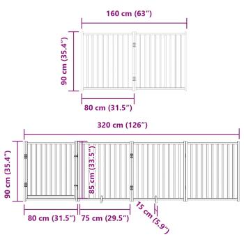 10-tlg. Hundetor mit Tür Faltbar Schwarz 800 cm Pappelholz