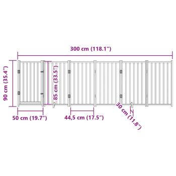 6-tlg. Hundetor mit Tür Faltbar 300 cm Massivholz Tanne