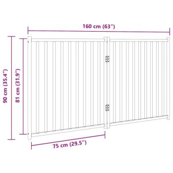 2-tlg. Hundetor Faltbar Schwarz 160 cm Massivholz Tanne
