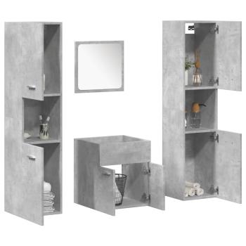 ARDEBO.de - 4-tlg. Badmöbel-Set Betongrau Holzwerkstoff
