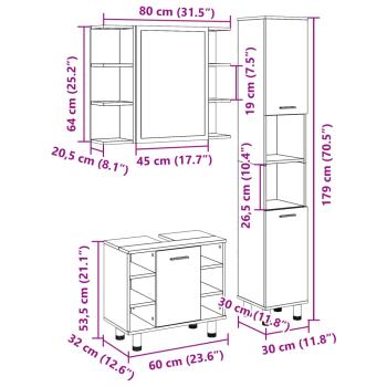 3-tlg. Badmöbel-Set Sonoma-Eiche Holzwerkstoff