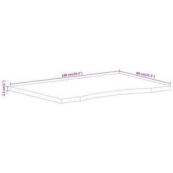 Schreibtischplatte mit Aussparung 100x80x2,5cm Massivholz Mango