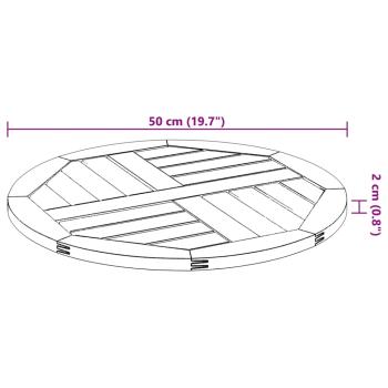 Tischplatte Ø50x2 cm Rund Massivholz Akazie