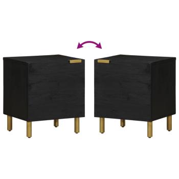 Nachttisch Schwarz 40x33x46 cm Massivholz Mango