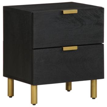 ARDEBO.de - Nachttisch Schwarz 40x33x46 cm Massivholz Mango
