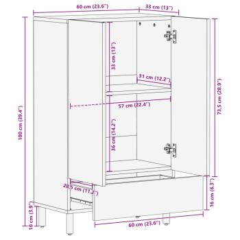 Highboard Schwarz 60x33x100 cm Holzwerkstoff