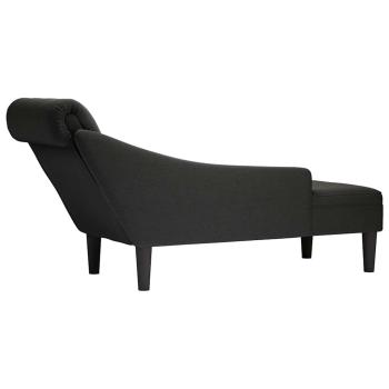 Chaiselongue mit Kissen und Rechter Armlehne Schwarz Stoff