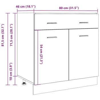 Schubunterschrank Betongrau 80x46x81,5 cm Holzwerkstoff