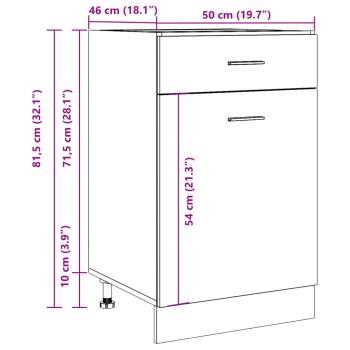 Schubunterschrank Artisan-Eiche 50x46x81,5 cm Holzwerkstoff