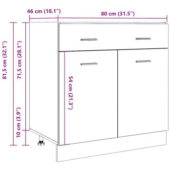 Schubunterschrank Artisan-Eiche 80x46x81,5 cm Holzwerkstoff
