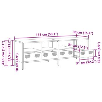 TV-Schrank Olivgrün 135x39x43,5 cm Kaltgewalzter Stahl
