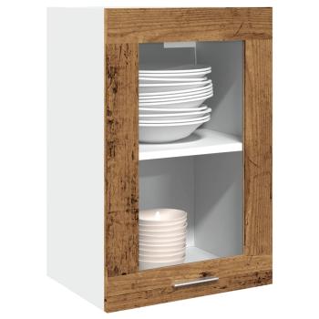 ARDEBO.de - Hängeschrank Glas Altholz-Optik 40x31x60 cm Holzwerkstoff