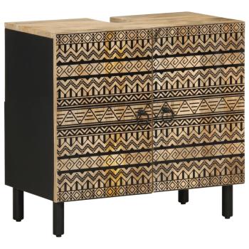 ARDEBO.de - Waschbeckenunterschrank Schwarz 62x33x58 cm Massivholz Mango