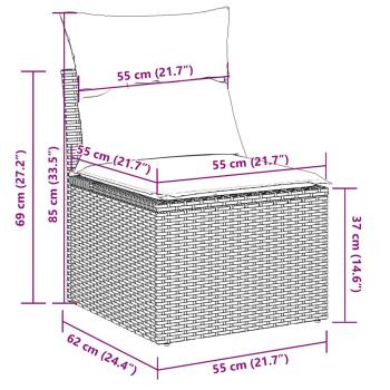 8-tlg. Garten-Sofagarnitur mit Kissen Schwarz Poly Rattan