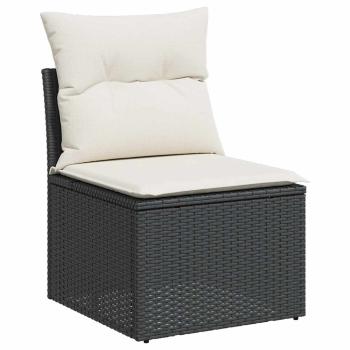 ARDEBO.de - 9-tlg. Garten-Sofagarnitur mit Kissen Schwarz Poly Rattan