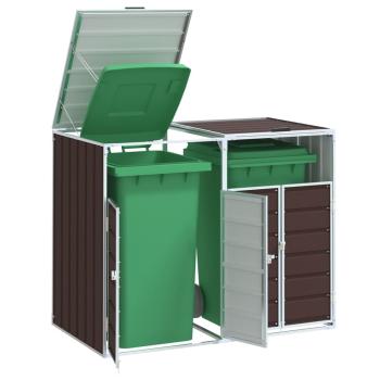 ARDEBO.de - Mülltonnenbox für 2 Tonnen Braun 144x81x113 cm Stahl