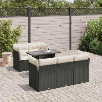 ARDEBO.de - 6-tlg. Garten-Sofagarnitur mit Kissen Schwarz Poly Rattan