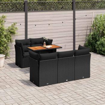 ARDEBO.de - 6-tlg. Garten-Sofagarnitur mit Kissen Schwarz Poly Rattan