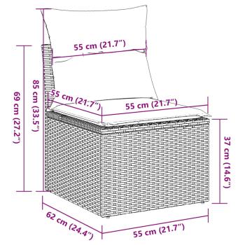 9-tlg. Garten-Sofagarnitur mit Kissen Schwarz Poly Rattan