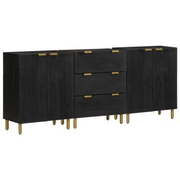 ARDEBO.de - 3-tlg. Sideboards Schwarz Holzwerkstoff
