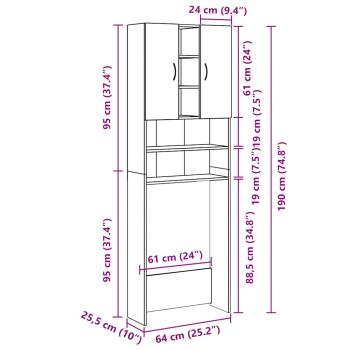 Waschmaschinenschrank Artisan-Eiche 64x25,5x190 cm