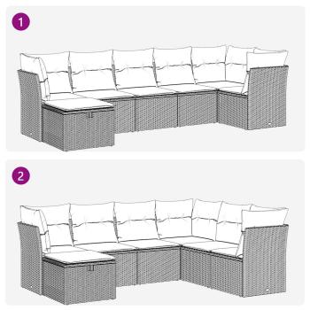 7-tlg. Garten-Sofagarnitur mit Kissen Beige Poly Rattan