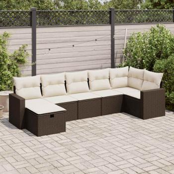 ARDEBO.de - 7-tlg. Garten-Sofagarnitur mit Kissen Braun Poly Rattan