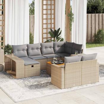 ARDEBO.de - 11-tlg. Garten-Sofagarnitur mit Kissen Beige Poly Rattan