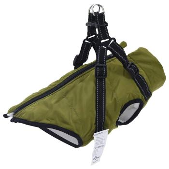 ARDEBO.de - Hundemantel mit Geschirr Wasserdicht Armeegrün 2XL