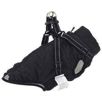 ARDEBO.de - Hundemantel mit Geschirr Wasserdicht Reflektierend Schwarz 2XL