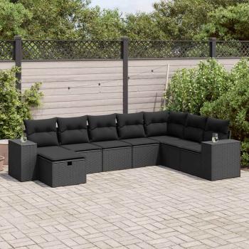 ARDEBO.de - 8-tlg. Garten-Sofagarnitur mit Kissen Schwarz Poly Rattan