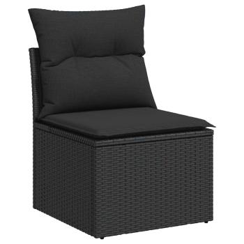 ARDEBO.de - 6-tlg. Garten-Sofagarnitur mit Kissen Schwarz Poly Rattan