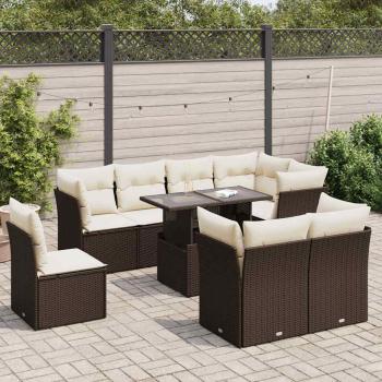 ARDEBO.de - 9-tlg. Garten-Sofagarnitur mit Kissen Braun Poly Rattan