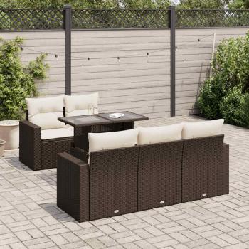 ARDEBO.de - 6-tlg. Garten-Sofagarnitur mit Kissen Braun Poly Rattan