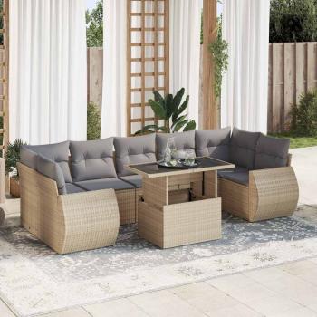 ARDEBO.de - 8-tlg. Garten-Sofagarnitur mit Kissen Beige Poly Rattan