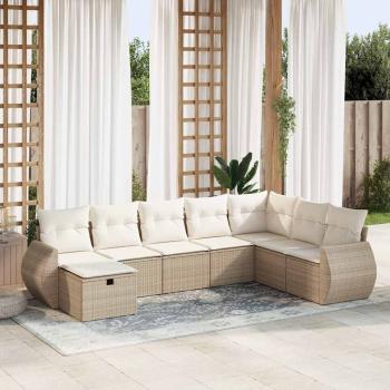 ARDEBO.de - 8-tlg. Garten-Sofagarnitur mit Kissen Beige Poly Rattan