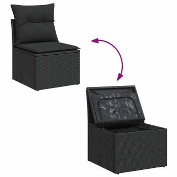 ARDEBO.de - 9-tlg. Garten-Sofagarnitur mit Kissen Schwarz Poly Rattan