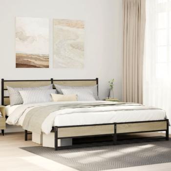 ARDEBO.de - Metallbett ohne Matratze Sonoma-Eiche 180x200 cm