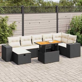 ARDEBO.de - 5tlg. Garten-Sofagarnitur mit Kissen Schwarz Poly Rattan Akazie